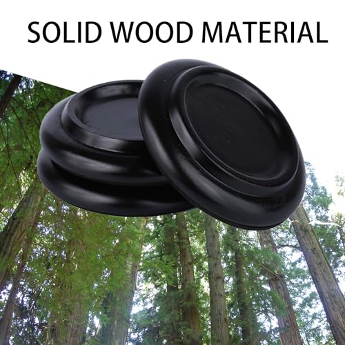 FameFame Solid Wood Piano Caster Piano Leg Floor Protectors, 3-Pack Grand Piano Caster Cups with Non-Slip & Anti-Noise Foam (Black) FameFame