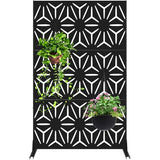 Meyoppm 72" H×48" W Metal Privacy Screen, Outdoor Indoor Privacy Screens with Stand Panels, Free Standing Decorative Privacy Screen for Patio Meyoppm