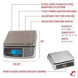 Escali M-Series NSF Certified Digital Kitchen & Industrial Scale, 66 lb Capacity, Dual Display, Spill-Proof, Stainless Steel