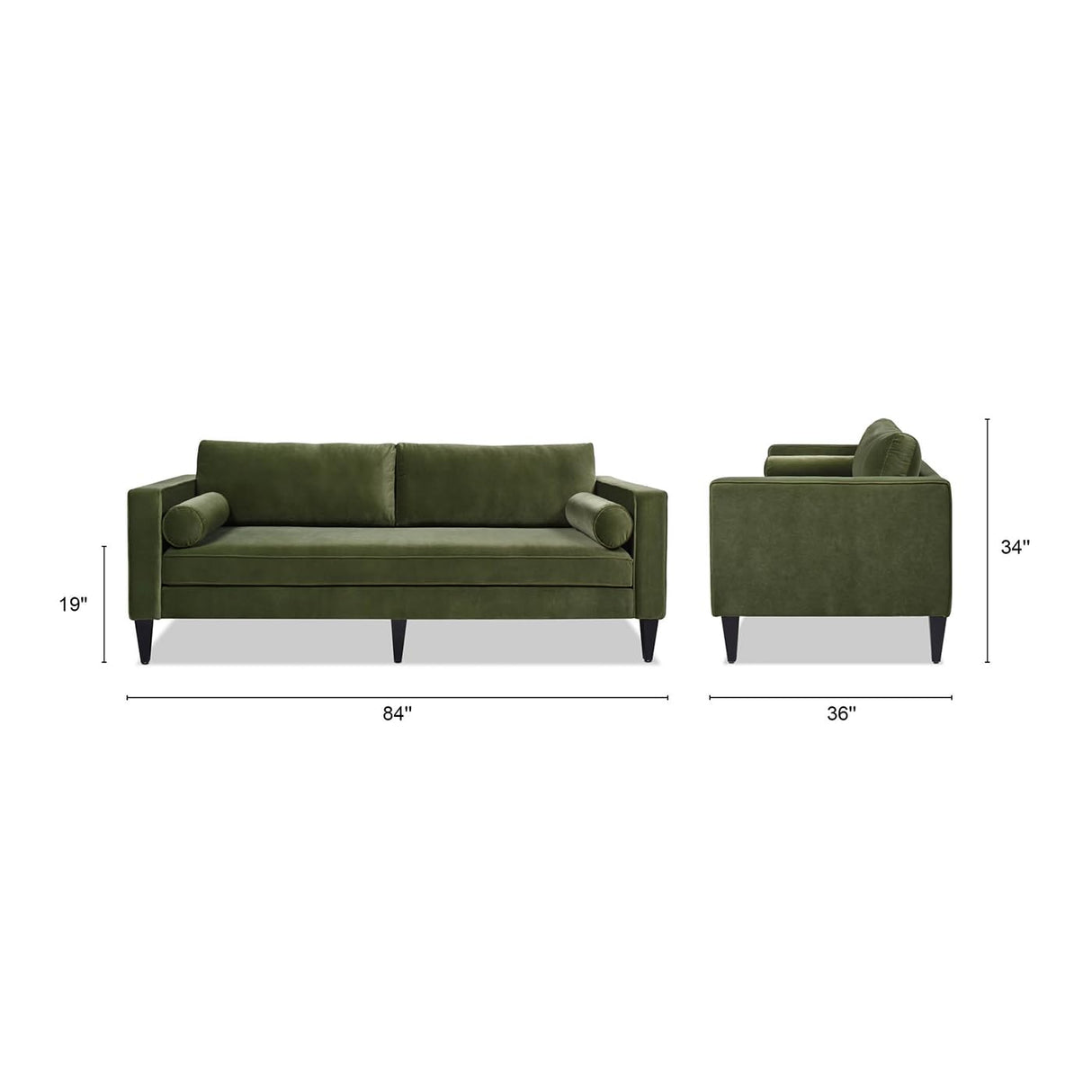 Jennifer Taylor Home Nicholi Lawson Velvet Loose Back Sofa - Olive Green, Modern & Contemporary Jennifer Taylor Home