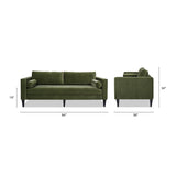 Jennifer Taylor Home Nicholi Lawson Velvet Loose Back Sofa - Olive Green, Modern & Contemporary Jennifer Taylor Home
