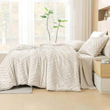 Litanika Full Size Comforter Set with Sheets Beige - 7 Pieces Bed in a Bag Full Boho Tufted Complete Bedding Sets with Comforter, Sheets, Pillowcases & Shams Litanika
