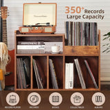 UODERS Record Player Stand, Large Record Player Table Cabinet with Open Vinyl Storage and Display Shelf Holds up to 350 Albums, Mid Century Wood Turntable for Living Room, Bedroom (Brown) UODERS