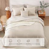 Monbix King Size Comforter Set - 7 Pieces Bed in a Bag King, Apricot Beige Bedding Sets with Comforter, All Seasons Comforter Bed Set with Sheets, Pillowcases & Shams Monbix