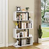 YITAHOME Modern 5-Tier S-Shaped Bookshelf in Cream White - Stylish Decorative Storage for Any Space YITAHOME