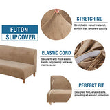 H.VERSAILTEX Real Velvet Futon Cover Armless Sofa Covers Sofa Bed Covers Stretch Futon Couch Cover Sofa Slipcover Furniture Protector Thick Soft Velvet Fabric Form Fitted Stay in Place, Camel H.VERSAILTEX