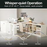 ModernMate 67" L Shaped Standing Desk with Drawers and File Cabinet, AC/USB, 1.18" Desktop, Height Adjustable Wood Desk, Electric Desk with Multiple Functions for Home and Office, White Rattan ModernMate