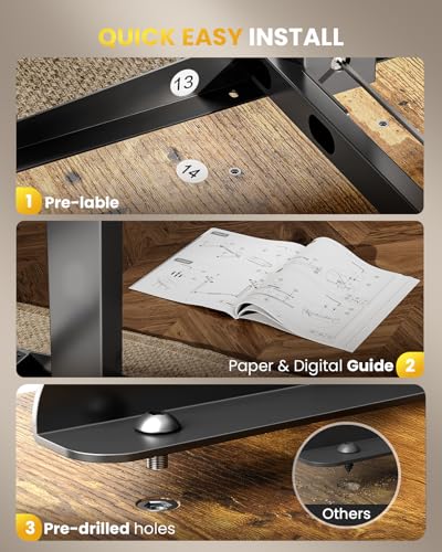 DeskShow L-Shaped Standing Desk - 55 Inch Adjustable Corner Desk, Electric Sit-Stand Computer Table with Memory Controller for Home Office DeskShow