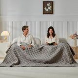 WARMDERN Khaki Velvet Quilt Set King Size, Luxury Geometric Check Pattern Quilts Set, Soft Lightweight Bedspread & Coverlet, 3PCS Milk Velvet Bedding Set with 2 Pillow Shams for All Season, 106" x 96" WARMDERN