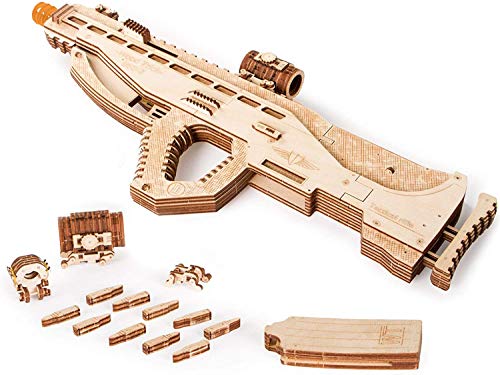 Wood Trick Assault Gun Wooden Model Kit for Adults and Teens to Build - Rifle Guns for Kids - 3D Wooden Puzzle Mechanical Model Wood Trick