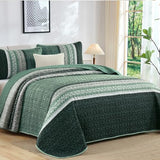 Menghomeus Quilt Queen Size, Green Patchwork Striped Quilt Set 3 Pieces, Soft Lightweight Bedspread Coverlet Bedding Set for All Season 96"x90" Menghomeus