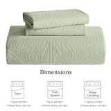 WURUIBO Twin Quilt Set Sage Green,Ultrasonic Embossed Bedspread, Lightweight Microfiber Coverlet, Modern Thin Bedding Set for All Season, 2 Piece(1 Quilt,1 Pillow Shams) WURUIBO