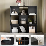 Sweetcrispy 9 Cube Storage Organizer - Open Cube Bookshelf with 5 Removable Back Panels, Display Storage Bookcase for Living Room, Bedroom, Entrance Hall, Home Office，36" L×11.6" W×36" H, Black Sweetcrispy