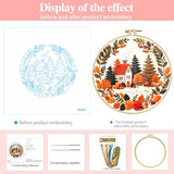Zhenqing Autumn Cottage Squirrel Embroidery Kit for Beginners - 29x29cm Printed Fabric with Hoop & Full Tools (C0058)