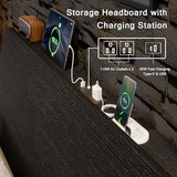 Einhomn Full Bed Frame with Ergonomic Wooden Storage Headboard, LED Bed Frame with Charging Station, 12" UnderBed Storage, Heavy-Duty Metal Base, No Box Spring Needed, Easy Assembly, Black Einhomn