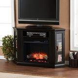 SEI Furniture Claremont Corner Convertible New Electric Fireplace with Storage, Black SEI Furniture