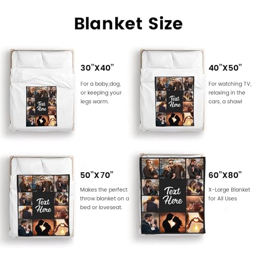 inkArts Custom Blanket with Photos Text Personalized Blanket Thows with Picture Customizable Blanket Photo Blankets Customize for Mom Dad Couple Girlfriend Boyfriend Wife Husband inkArts
