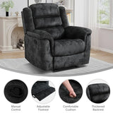 EBELLO Manual Recliner Chair, Soft Fabric Recliner Sofa with Overstuffed Armrest and Backrest for Living Room, Bedroom, Grey