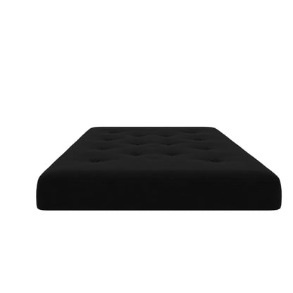 DHP Trule 8" Reversible Full Size Futon Mattress, Pocket Coil Spring, Polyester, Firm Support, Linen-Like Cover, Eco-Friendly, Black