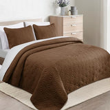 Whale Flotilla King Quilt Bedding Set, Soft Brown Bedspreads Quilts King Size for All Seasons, 3 Pieces Lightweight Geometric Star Pattern Coverlet Whale Flotilla