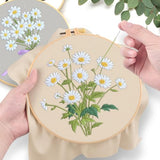 ERKOON 4 Set Embroidery Kit for Beginners, Cross Stitch Set Include Embroidery Cloth Hoops Threads for Craft Lover Hand Stitch with Embroidery Skill Techniques (Daisy)
