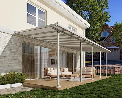 Palram HG9324 Feria Patio Cover, 10' x 24', White - WoodArtSupply