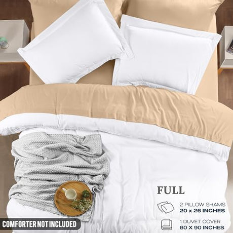 Utopia Bedding Duvet Cover Full Size - 3 Piece with Zipper Closure - 1 Comforter Cover 80X90 Inches & 2 Pillow Shams 20X26 Inches (White) Comforter Not Included Utopia Bedding