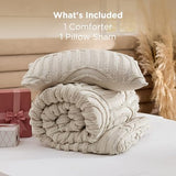 Bedsure Boho Tufted Beige Twin/Twin XL Comforter, GentleSoft™ 2 Pieces Boho Farmhouse Decor Bedding, Arch Shabby Chic Bedding for All Seasons, 1 Bed Comforter, 1 Pillow Shams, 68x88 Inches Bedsure