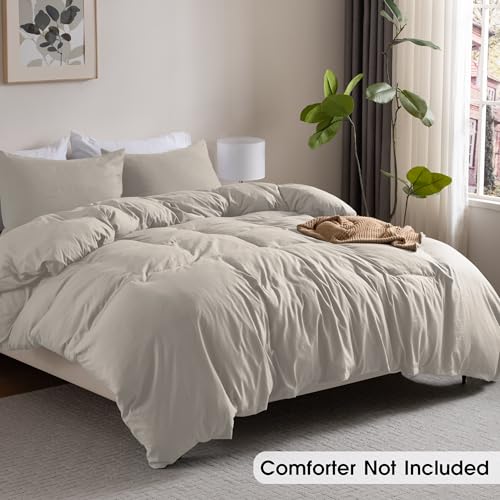 Soft Washed Duvet Cover Set Twin / Twin XL Size, Prewashed Microfiber Cotton-Like Bedding Set, Duvet Cover 68x90 with Button Closure & Pillow Sham for All Seasons,Comforter Not Included (Linen) Ranunculus