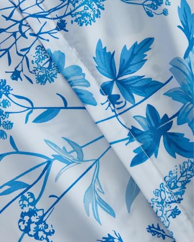 Duvet Cover Twin/TXL Size Set - Extra Soft Floral Duvet Cover 68 x 90 with 1 Pillow Sham - Comfy, Breathable Bedding Set - Hotel Luxury, Fade Free, Zipper Closures & Ties - Blue Dainty Floral CGK Unlimited