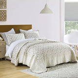 DDUOXIN 3 Piece Queen Quilt Set - 100% Cotton Soft Farmhouse Queen Quilt with 2 Pillow Shams, Botanical Style Floral Print Bedspread Lightweight Comforter Bedding Set, Purple Brown/Beige, Queen DDUOXIN