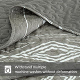 Whale Flotilla Full Queen Size Quilt Set - Reversible Grey Quilts Queen Size with 2 Pillow Shams, Lightweight Boho Striped Bedspreads Coverlet Bedding Set for All Seasons Whale Flotilla
