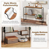Giantex 2-Tier Console Table, 35.5" Narrow Entryway Table w/Irregular Storage Shelves & Metal Frame, Adjustable Foot Pads, Industrial Long Sofa Side Table for Hallway, Living Room, Foyer, Bedroom Giantex