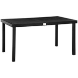 Outsunny Outdoor Dining Table for 6 Person, Rectangular Patio Table, Aluminum Metal Legs for Garden, Lawn, Patio, Woodgrain Black Outsunny