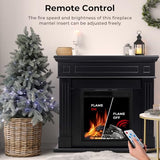 43” Electric Fireplace Mantel Freestanding Electric Fireplace, Remote Control, Adjustable Led Flame, 750W/1500W Black Electactic