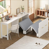 Harper & Bright Designs Simply Style Twin Murphy Bed with Ajustable Desk, Wood Murphy Bed with Foldable Cushion for Small Space Harper & Bright Designs