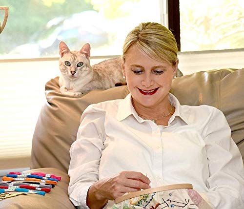 Arte Vita Embroidery Starter Kit Pink Pattern Full Range DIY Beginner Hand Stitch Set Including Stamped Cloth, Bamboo Hoop, Color Threads, Needles, Nature Cherry Blosson Tree