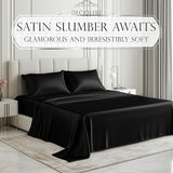 DECOLURE Satin Bed Sheets - 6 Piece Luxury Silky Queen Size Bedding Set - Softer Than Silk, Wrinkle-Free with 15” Deep Pocket Fitted Sheet, Perfect for Hair & Skin, Gifts for Women (Black) DECOLURE