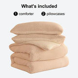 LLanCL 3D Jacquard Design Comforter Set, Ultra-Soft Warm King Size Sherpa Fur Plush 3-Pieces Sets Luxury Cozy Bedding with 2 Pillowcases (104"x90", Cream White) LLanCL