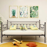 HOMERECOMMEND Metal Daybed Frame Twin Metal Slats Platform Base Box Spring Replacement Bed Sofa for Living Room Guest Room (Twin, Black Sanded) HOMERECOMMEND