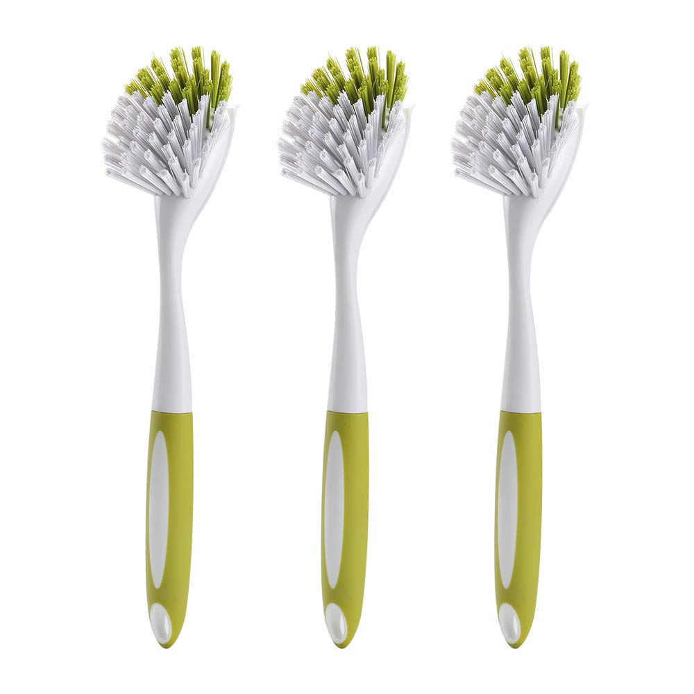 YeuDeuy Scrub Brush for Dish Kitchen Sink Pot Pan with Stiff Bristles, Yellow-Green 3pcs YeuDeuy