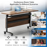 Mobile Conference Table,Modular Meeting Seminar Table,Portable Rolling Conference Training Table with Silent wheels,Folding Flip Top Conference Room Tables for Office,Classroom,Meeting (8pcs, 47.2in) Relgix