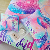 RYNGHIPY Mermaid Twin Girls Bedding Set, Colorful Rainbow Kids Girls Comforter Set with Sheets Soft and Lightweight, 6 Pieces Teen Girls Bed in a Bag RYNGHIPY