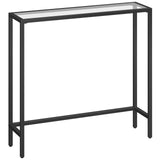 HOOBRO 29.5" Narrow Console Table, Tempered Glass Sofa Table, Small Side Table, Modern Entryway Table, for Entrance, Living Room, Foyer, Hallway Bedroom, Black BK07XG01 HOOBRO