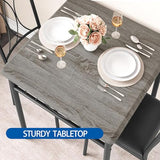 IDEALHOUSE Dining Table Set for 2, Square Dinner Table Sets with 2 Upholstered Chairs, Small Kitchen Table and Chairs for 2, Corner Dining Room Table Set for Apartment, Small Space, Dinner, Retro Gray IDEALHOUSE