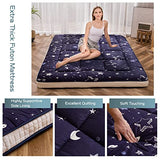 MAXYOYO Futon Mattress, Navy Star Japanese Floor Mattress Portable Quilted Bed Mattress, Extra Thick Folding Sleeping Pad Breathable Floor Lounger Guest Bed for Camping Couch, Full MAXYOYO
