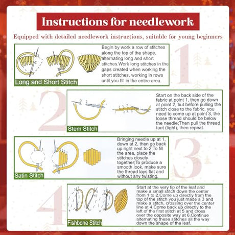 Peryiter 6 Sets Christmas Embroidery Kit for Beginners Including 6 Pcs Embroidery Hoop Winter Scene Snow Cross DIY Needlepoint Kit Instructions Threads Needles for Christmas Holiday Party Gift Peryiter