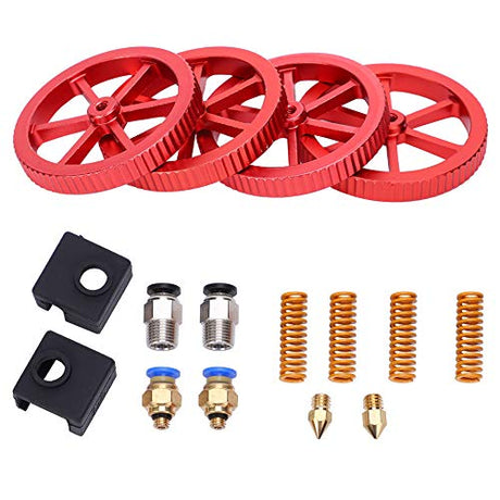 3D Printer Extruder Upgrade Kit | Red Hand Twist Leveling Nut & Springs Dampers Set | Enhanced Filament Supply & Bed Stability | Compatible with Most FDM Printers FRELEAN