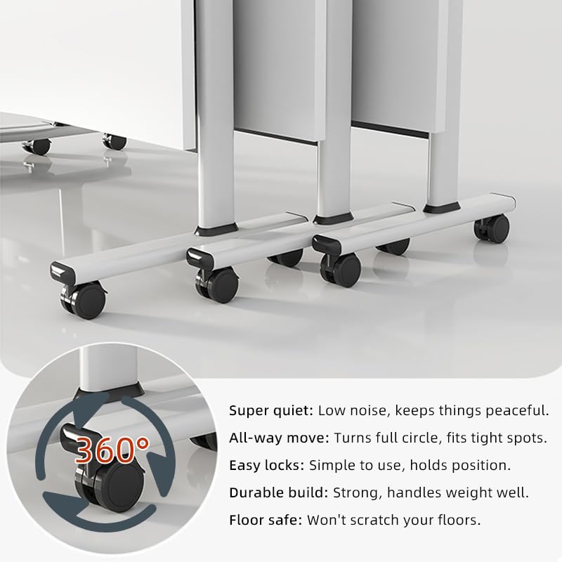 Folding Conference Table, Modern Rectangle Flip Top Mobile Seminar Training Table with Caster Wheels, baffles, Waterproof Desktop for Office Conference Room Classroom (Yellow, 63×16×30in) WOJCCS