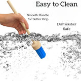 Generic BBQ Grill Basting Mop with Smooth Wooden long Handle Food-Grade Materials, 13.5 Inch Long, Blue WoodArtSupply